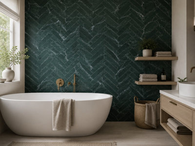 Valloria Verde Porcelain Wall Tiles (640 Pack - 20 Box - 14.2m2 Coverage)  - Shower - 7.5cm x 29.75cm - Elegant Marble Styling