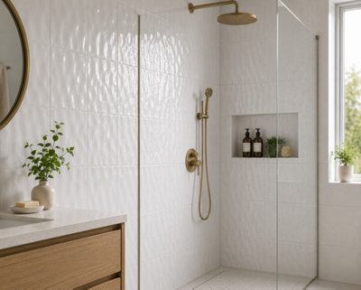 Valmere White Gloss Bumpy Ceramic Wall Tile (200 Pack - 10 Box - 10m2 ...