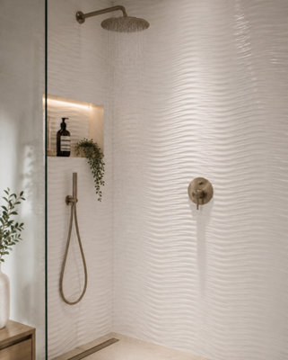 Valmere White Gloss Wave Ceramic Wall Tile (8 Pack - 1 Box - 1.61m2 Coverage) - Bathroom - Inspired By Boutique European Style