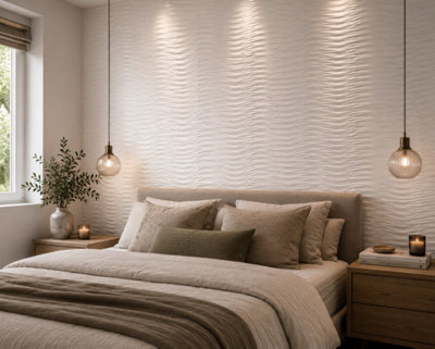 Valmere White Gloss Wave Ceramic Wall Tile (8 Pack - 1 Box - 1.61m2 Coverage) - Bathroom - Inspired By Boutique European Style