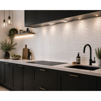 Valmere White Gloss Wave Ceramic Wall Tile (8 Pack - 1 Box - 1.61m2 Coverage) - Bathroom - Inspired By Boutique European Style