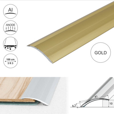 Value 5 Pack  A48 41mm Anodised Aluminium Self Adhesive Door Threshold Ramp Profile  Gold 1.0m
