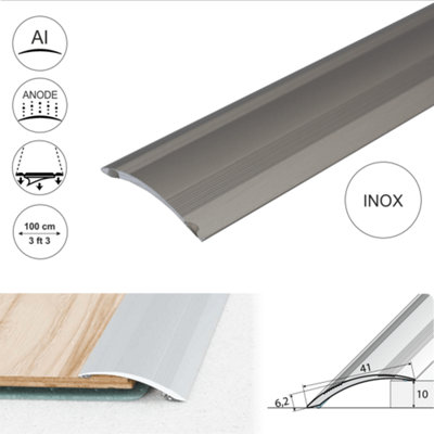Value 5 Pack  A48 41mm Anodised Aluminium Self Adhesive Door Threshold Ramp Profile  Inox 1.0m