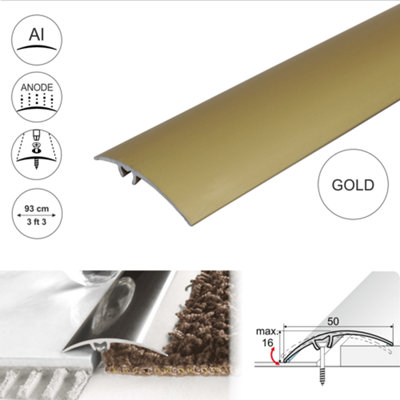 Value 5 Pack A65 50mm Anodised Aluminium Door Threshold Strip Gold 0.93m - 3