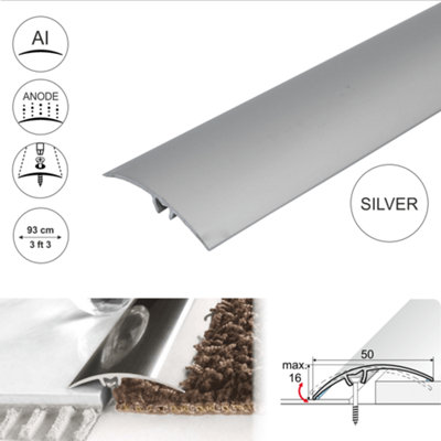 Value 5 Pack A65 50mm Anodised Aluminium Door Threshold Strip Silver 0.93m