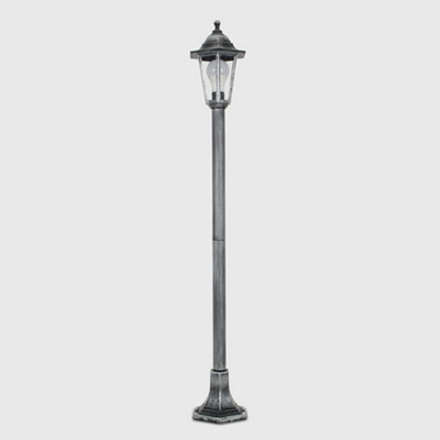 ValueLights 1.2m Victorian Black and Silver Outdoor Garden Lamp Post Bollard and Top Lantern Light - IP44 Rated - With ES E27 Bulb