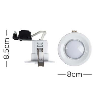 ValueLights 10 Pack Fire Rated Gloss White Recessed GU10 Ceiling Spotlights Downlights