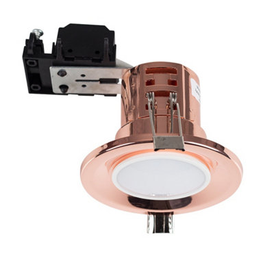 ValueLights 10 Pack Fire Rated Polished Copper Effect GU10 Recessed Ceiling Downlights Spotlights