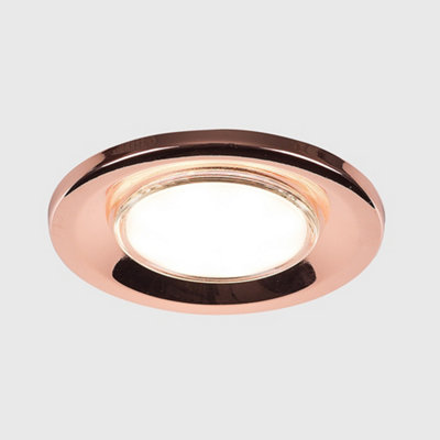 ValueLights 10 Pack Fire Rated Polished Copper Effect GU10 Recessed Ceiling Downlights Spotlights