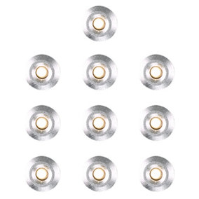 ValueLights 10 Pack IP67 Rated 15mm Warm White LED Round Garden Decking Kitchen Plinth Lights Kit