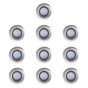 ValueLights 10 Pack IP67 Rated 40mm Cool White LED Round Decking Kitchen Plinth Lights Kit
