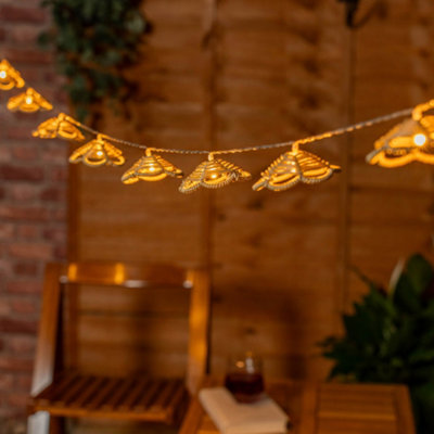 ValueLights 10 x Battery Operated Outdoor Rattan Flower Garden String Lights