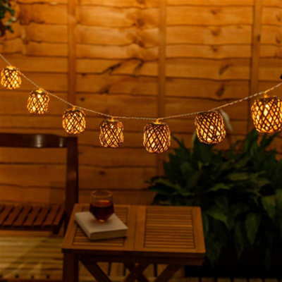 ValueLights 10 x Battery Operated Outdoor Rattan Wicker Ball Garden ...