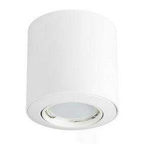 ValueLights 10 x GU10 White Tiltable Surface Mounted Ceiling Spotlight Downlights Complete with 10 x 5W GU10 Warm White LED Bulbs