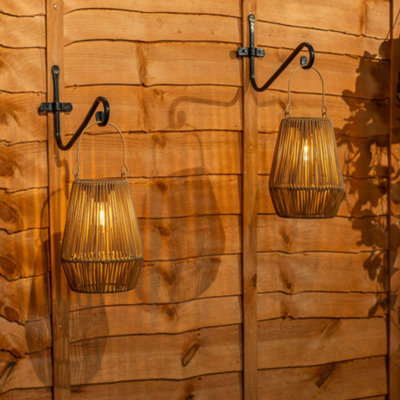 ValueLights 2 Pack Solar Powered Outdoor Natural Faux Bamboo Garden Lantern Lights