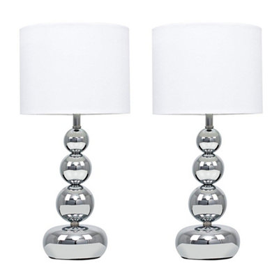 ValueLights 2 x Marissa Chrome Table Lamps With White Shades