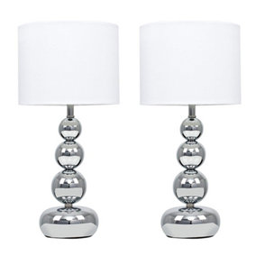 ValueLights 2 x Marissa Chrome Table Lamps With White Shades