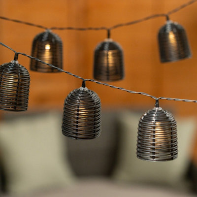 ValueLights 20pc Black Rattan Lobster Pot Outdoor Garden Solar String ...