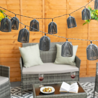 ValueLights 20pc Black Rattan Lobster Pot Outdoor Garden Solar String ...