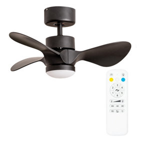 ValueLights 24 Inch Integrated LED Ceiling Fan with Remote Control, 3 Blades, Timer and 6 Speed Functions - Black