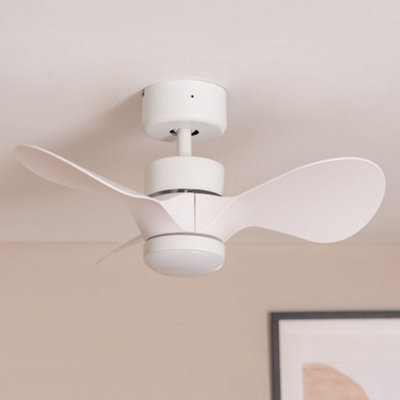 ValueLights 24 Inch Integrated LED Ceiling Fan with Remote Control, 3 Blades, Timer and 6 Speed Functions - White