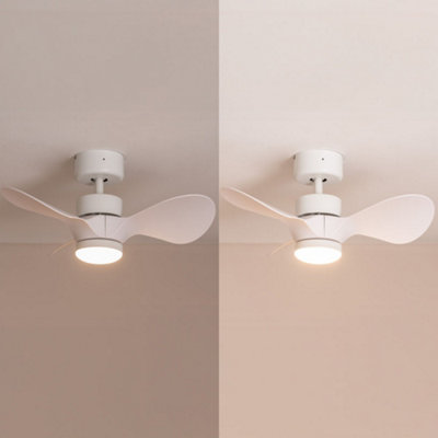ValueLights 24 Inch Integrated LED Ceiling Fan with Remote Control, 3 Blades, Timer and 6 Speed Functions - White