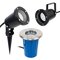 ValueLights 3 In 1 IP65 Rated Ground Wall Spike Outdoor Light In Black Finish