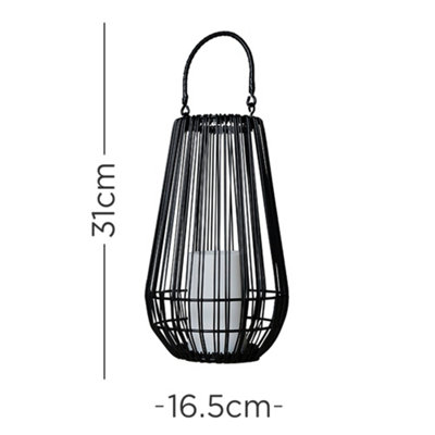 ValueLights 3 Pack Battery Operated Integrated LED Black Wire Lantern Candlelight Outdoor Lamps Warm White