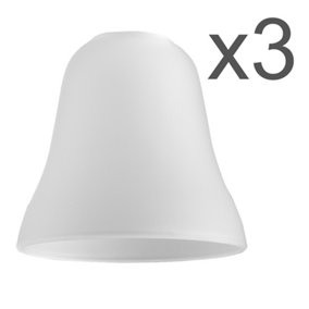 ValueLights 3 Pack Bell Shaped White Frosted Glass Replacement Shades