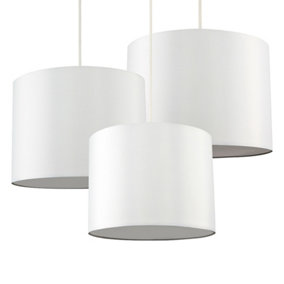 ValueLights 3 Pack Modern Cream Drum Pendant Ceiling Light Shades With Diffusers