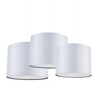 ValueLights 3 Pack Modern Grey Drum Pendant Ceiling Light Shades With Diffusers