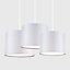 ValueLights 3 Pack Modern Grey Drum Pendant Ceiling Light Shades With Diffusers