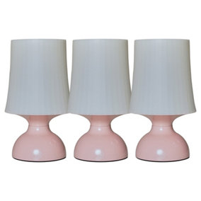 ValueLights 3 Pack Wireless Outdoor Battery Operated LED Pink Touch Table Lamps With Shades