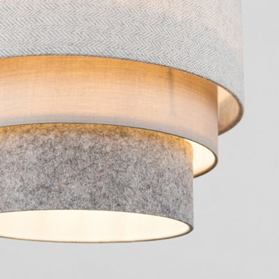 ValueLights 3 Tier Modern Beige Herringbone Fabric Ceiling Pendant Light Shade