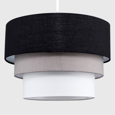 ValueLights 3 Tier Modern Black Grey White Fabric Ceiling Pendant Light Shade