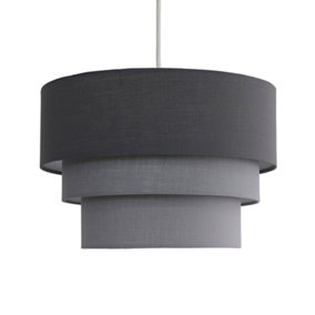 ValueLights 3 Tier Modern Dark Grey Fabric Ceiling Pendant Light Shade