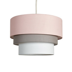 ValueLights 3 Tier Modern Pink Grey White Fabric Ceiling Pendant Light Shade