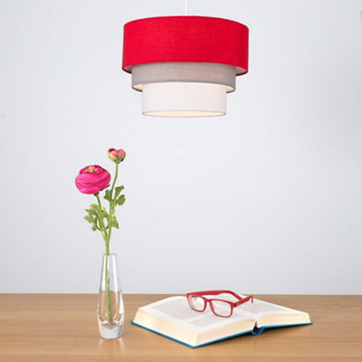 Grey and deals red lampshade