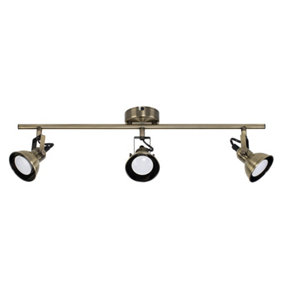 ValueLights 3 Way Adjustable Domed Heads Straight Bar Ceiling Spotlight Antique Brass Finish