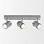 ValueLights 3 Way Adjustable Gloss Grey And Silver Chrome Straight Bar Ceiling Spotlight Fitting