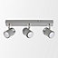 ValueLights 3 Way Adjustable Gloss Grey And Silver Chrome Straight Bar Ceiling Spotlight Fitting