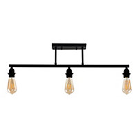 ValueLights 3 Way Black Satin Pipework Industrial Ceiling Light