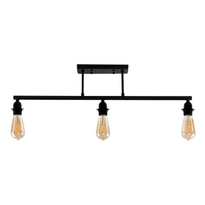 ValueLights 3 Way Black Satin Pipework Industrial Ceiling Light