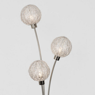 ValueLights 3 Way Brushed Chrome Floor Lamp With Metal Wire Shades