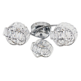ValueLights 3 Way Chrome And Clear Acrylic Jewel Intertwined Rings Design Ceiling Light
