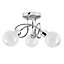 ValueLights 3 Way Polished Chrome Arm Ceiling Light With Clear And Frosted Glass Globe Shades And G9 LED Light Bulbs In Warm White