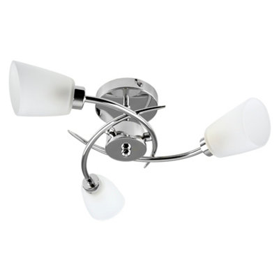 ValueLights 3 Way Polished Chrome Ceiling Light With Frosted Glass Shades