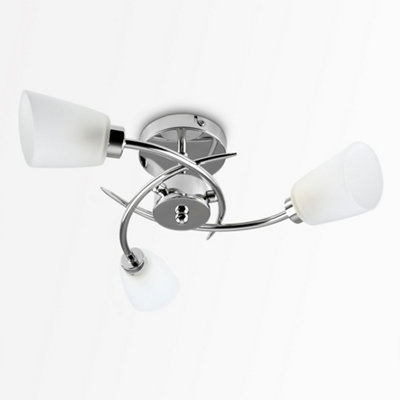 ValueLights 3 Way Polished Chrome Ceiling Light With Frosted Glass Shades
