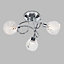 ValueLights 3 Way Polished Chrome Curved Arm Flush Ceiling Light with Swirled Glass Dome Shades With 3W LED G9 Bulbs In Cool White