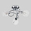 ValueLights 3 Way Polished Chrome Curved Arm Flush Ceiling Light with Swirled Glass Dome Shades With 3W LED G9 Bulbs In Cool White